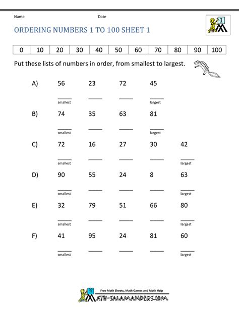 Image result for Ordering Numbers First Grade