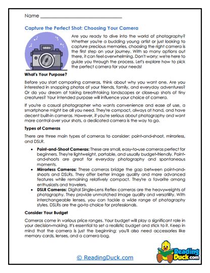 Camera Introduction Worksheet に対する画像結果