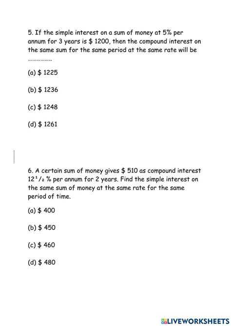 Image result for Compound Interest Formula Worksheet