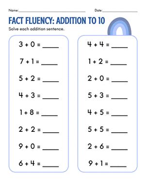 Image result for Addition Fact Fluency Worksheets