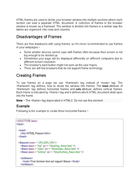 Image result for HTML Frames with Examples