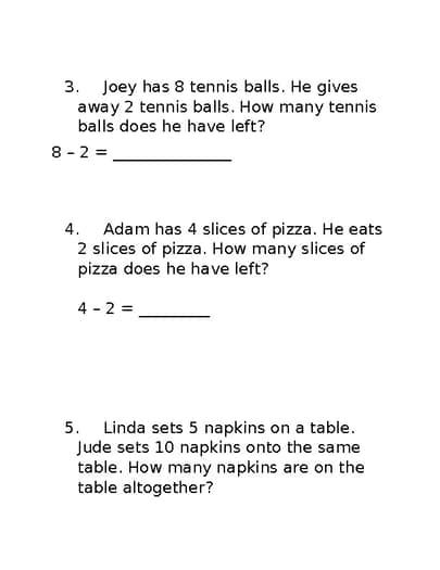 Image result for Story Problems Math with Answers