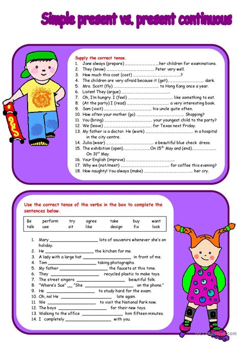 Present Simple Present Continuous Past Simple Exercise に対する画像結果