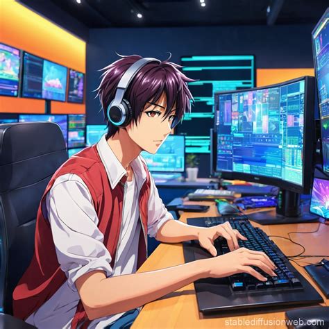 Toradh íomhá ar Anime Computer Concept