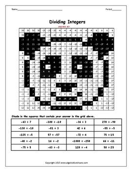 Image result for Integers Coloring Worksheet