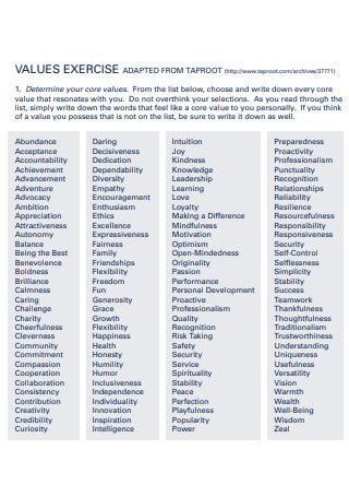 Image result for Core Values Checklist