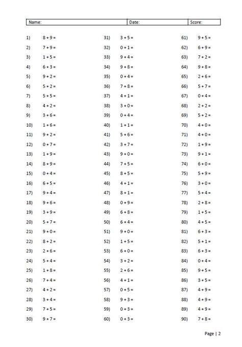 Free Printable Single Digit Addition に対する画像結果