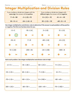 Image result for Integer Multiplication and Division Worksheet