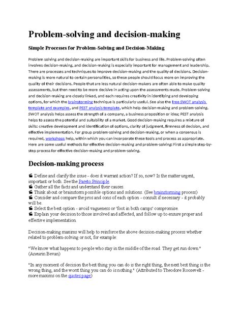 Toradh íomhá ar Problem Solving and Decision-Making Course Summary