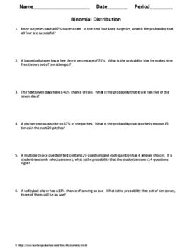 Image result for AP Statistics Binomial Distribution Worksheet