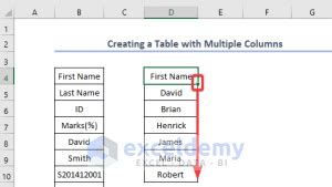 Image result for Howt to Setup a Table with Multiple Values