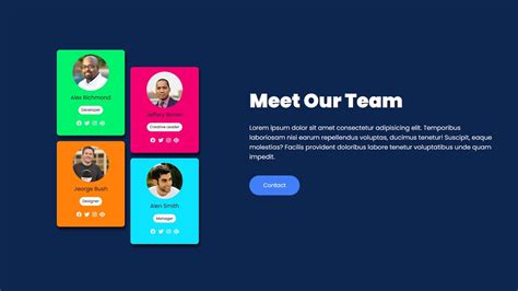 Image result for Team Page Design HTML with Message CodePen