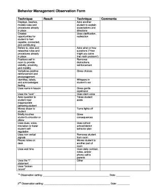 Afbeeldingsresultaten voor Behavior Management Observation Form