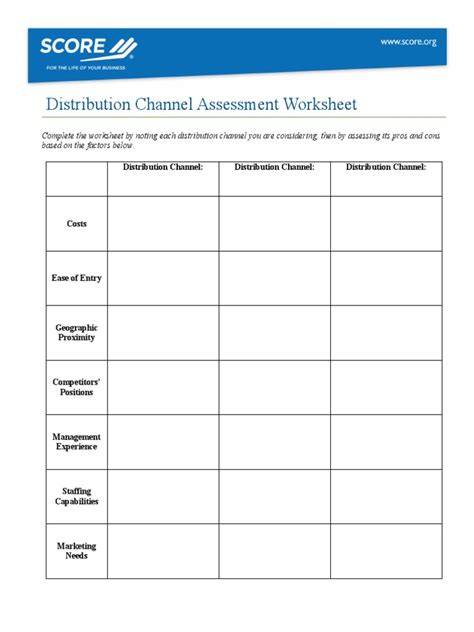 Distribution Channel Assessment Worksheet に対する画像結果