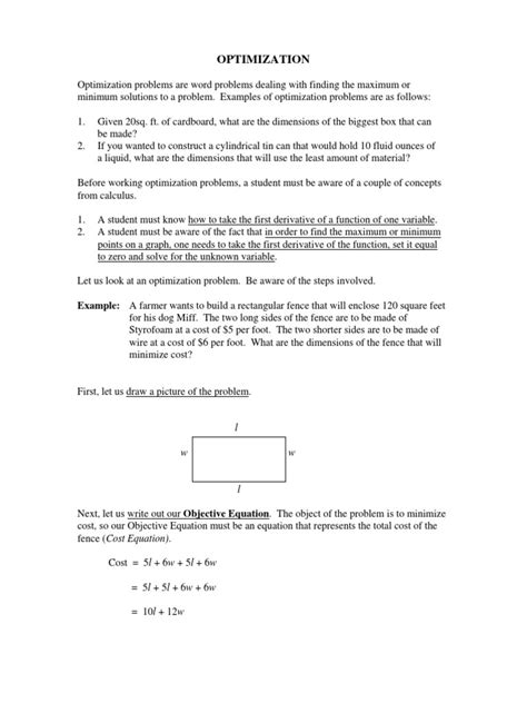Optimization Problems Worksheet PDF に対する画像結果