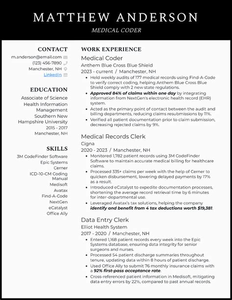 Afbeeldingsresultaten voor Medical Coding Resume Sample