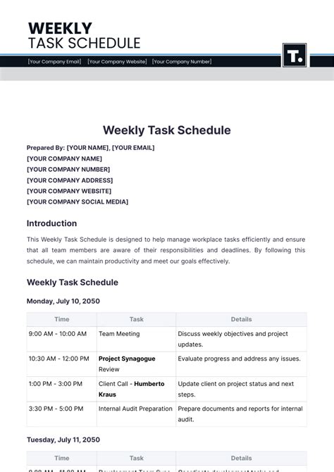 Image result for Weekly Task Chart Template