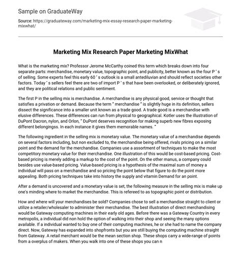 Image result for Marketing Research Paper Example