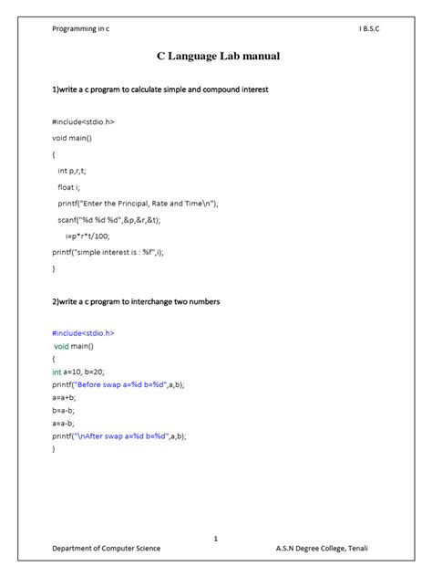 Image result for C Programming Lab Manual for Diploma PDF