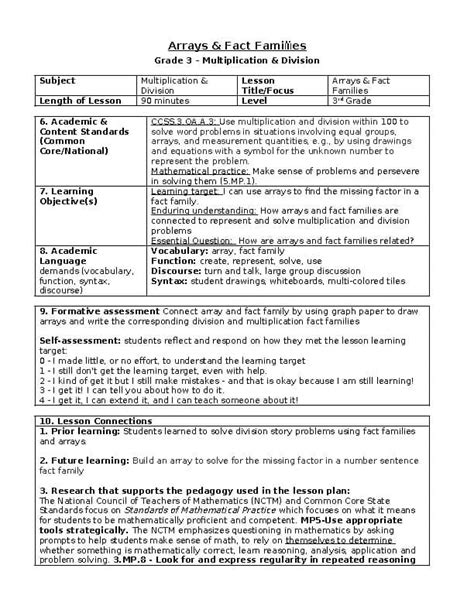 Array Lesson Plan 3rd Grade に対する画像結果