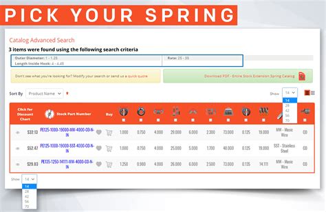 Image result for Compression Spring Standard Size Chart
