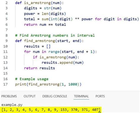 Toradh íomhá ar Logic for Armstrong Number in Python