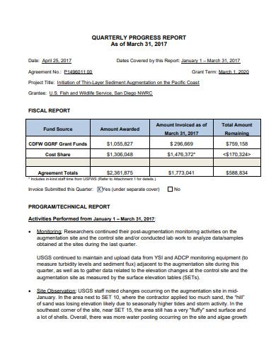 Image result for Quarterly Progress Report Sample PDF
