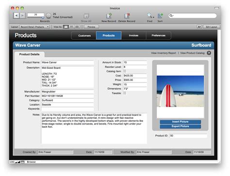 Toradh íomhá ar Inventory List FileMaker