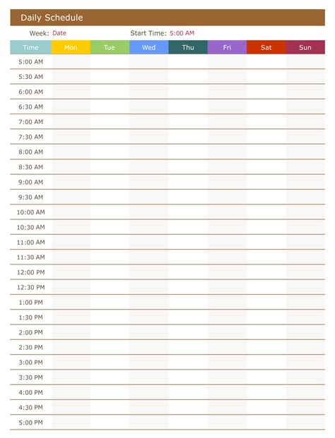 Toradh íomhá ar Daily Time Management Chart