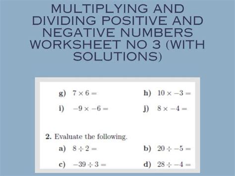 Image result for Multiplying Posititve Negative Worksheet