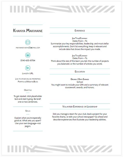 Image result for Google Docs Resume Templates Free