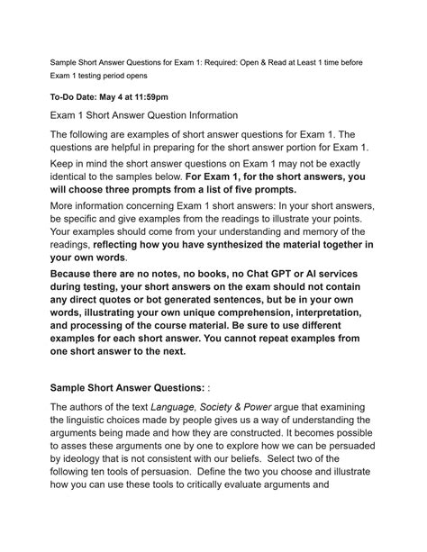 Toradh íomhá ar Test Short Answer Questions