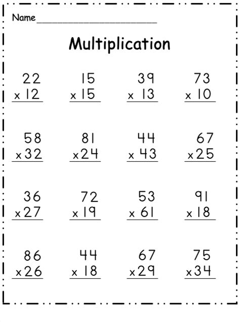 Double-Digit Multiplication Worksheets Middle School に対する画像結果