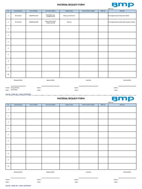 Image result for Material Request Form
