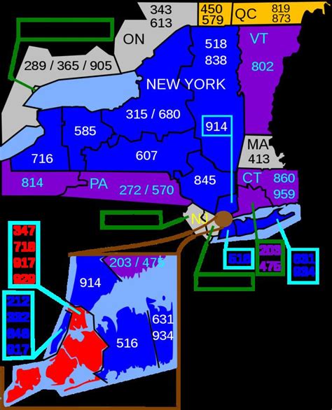 Image result for 929 Area Code Map
