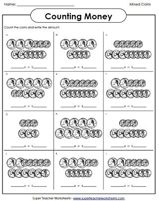 Image result for 3rd Grade Math Worksheets Counting Money