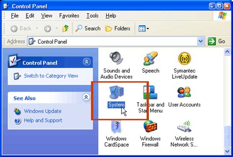 Toradh íomhá ar Windows XP Control Panel Menu