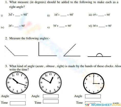 Image result for Different Types of Angles Worksheet