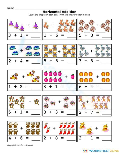 Toradh íomhá ar Double-Digit Addition Horizontal Worksheets