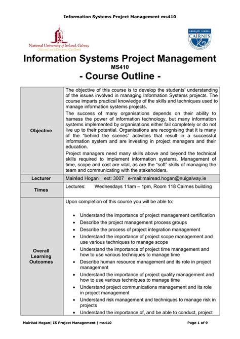 Image result for Fleming College Project Management Course Outline
