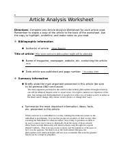 Image result for Magazine Article Analysis Worksheet