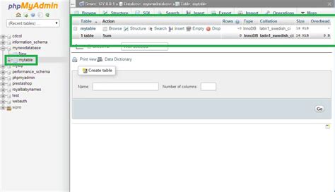 phpMyAdmin CreateTable に対する画像結果