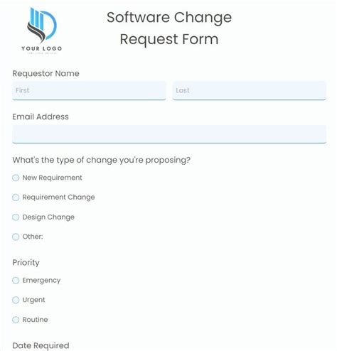 Image result for Software Change Request Form Template