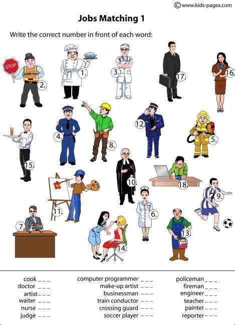 Afbeeldingsresultaten voor Jobs Matching Worksheet