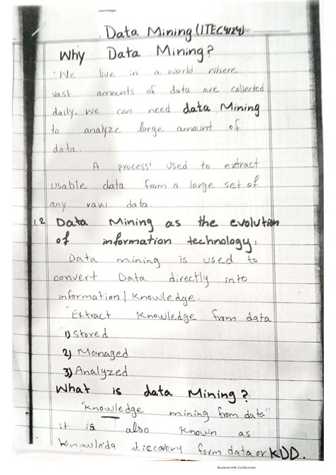 Image result for Data Mining Handwritten Notes PDF