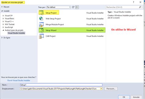 Résultat d’images pour Visual Studio Setup Wizard