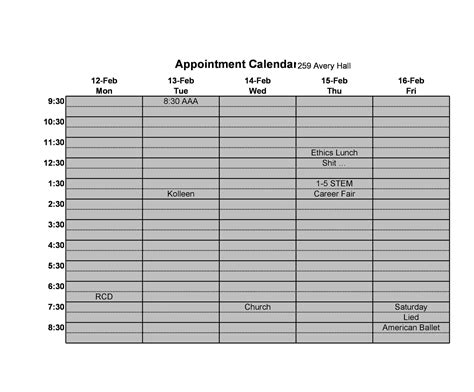 Appointment Schedule Template Word に対する画像結果
