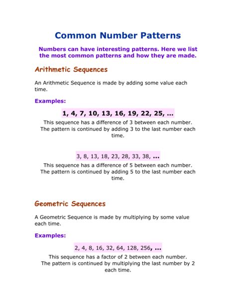 Toradh íomhá ar Types of Number Patterns