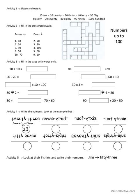 Image result for ESL Numbers Worksheets for Adults