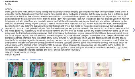 Nigerian Email Scam Example に対する画像結果